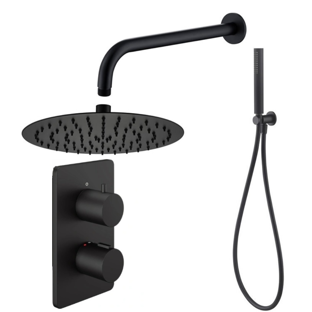 Cutout image of Sanctuary Apex Matt Black Dual-Outlet Thermostatic Shower Pack